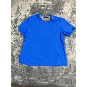 Koi Basics Mens Scrub Top XL Blue V-Neck With Pocket Lightweight